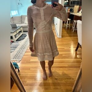 Bebe Pink Lace Fit & Flare Dress